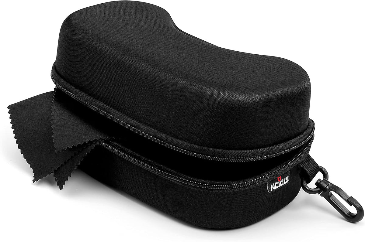 Glasses Case Hard Shell with Velvet Lining, Reinforced Zipper & Belt Clip — Protective Sunglasses or Eyeglass Case for Sunglass or Safety Glasses, Perfect Storage for Travel — For Men and Women