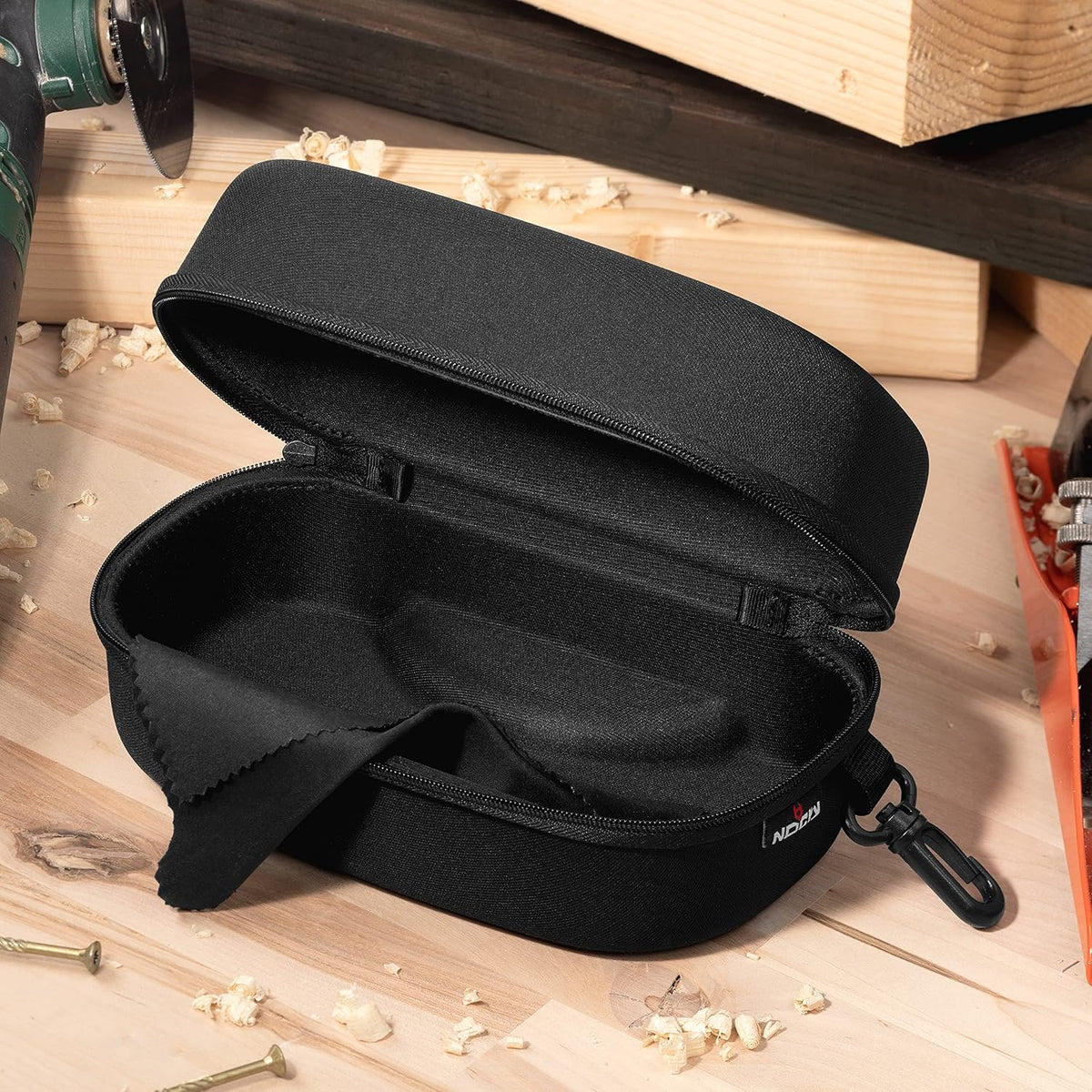 Glasses Case Hard Shell with Velvet Lining, Reinforced Zipper & Belt Clip — Protective Sunglasses or Eyeglass Case for Sunglass or Safety Glasses, Perfect Storage for Travel — For Men and Women