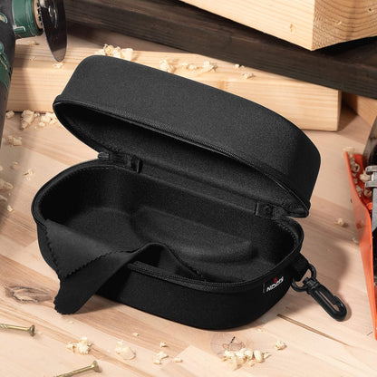 Glasses Case Hard Shell with Velvet Lining, Reinforced Zipper & Belt Clip — Protective Sunglasses or Eyeglass Case for Sunglass or Safety Glasses, Perfect Storage for Travel — For Men and Women