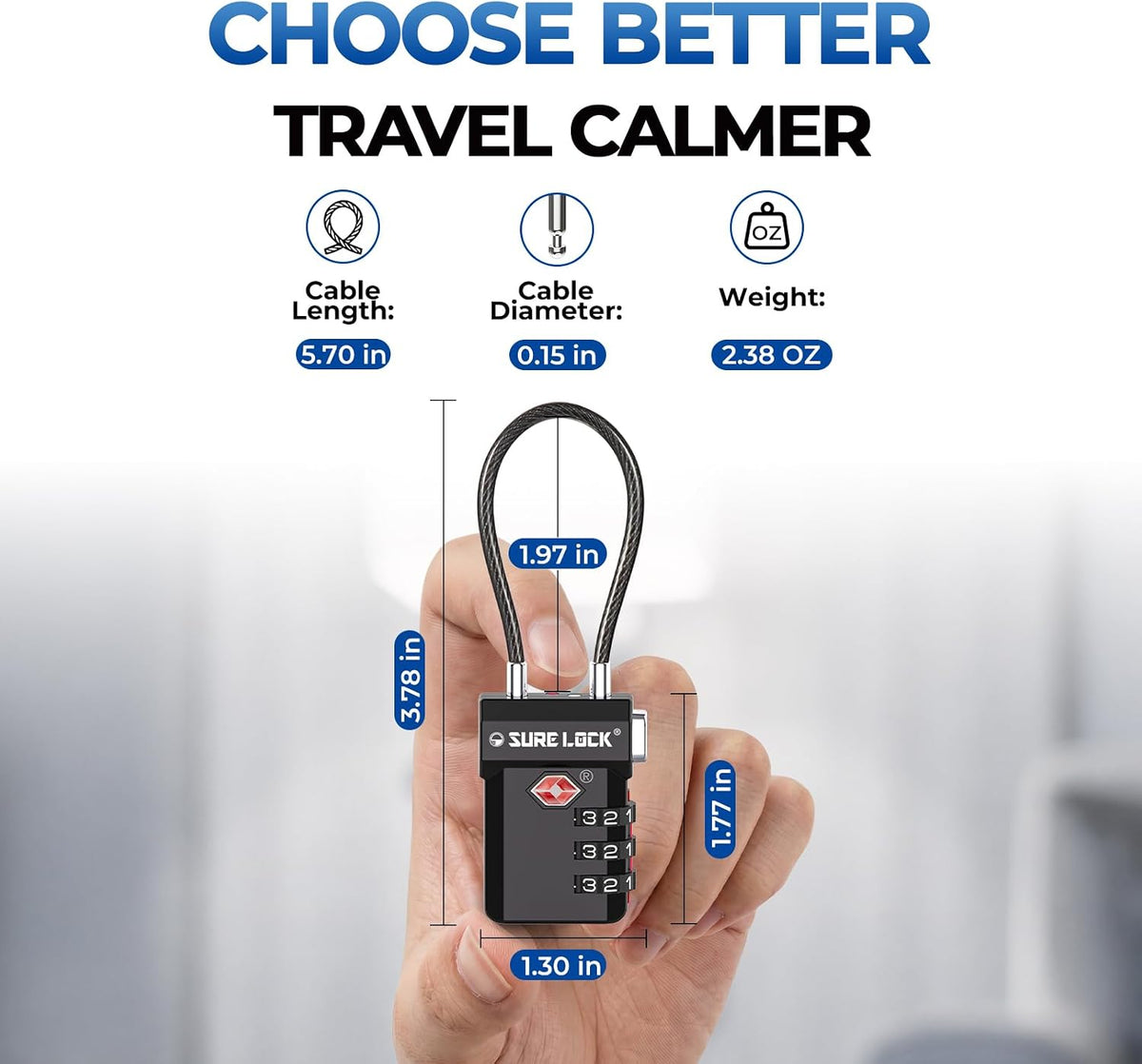 SURE LOCK 3 Digit TSA Approved Luggage Locks