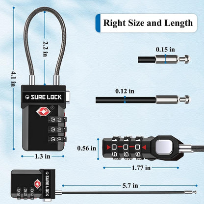 SURE LOCK 3 Digit TSA Approved Luggage Locks