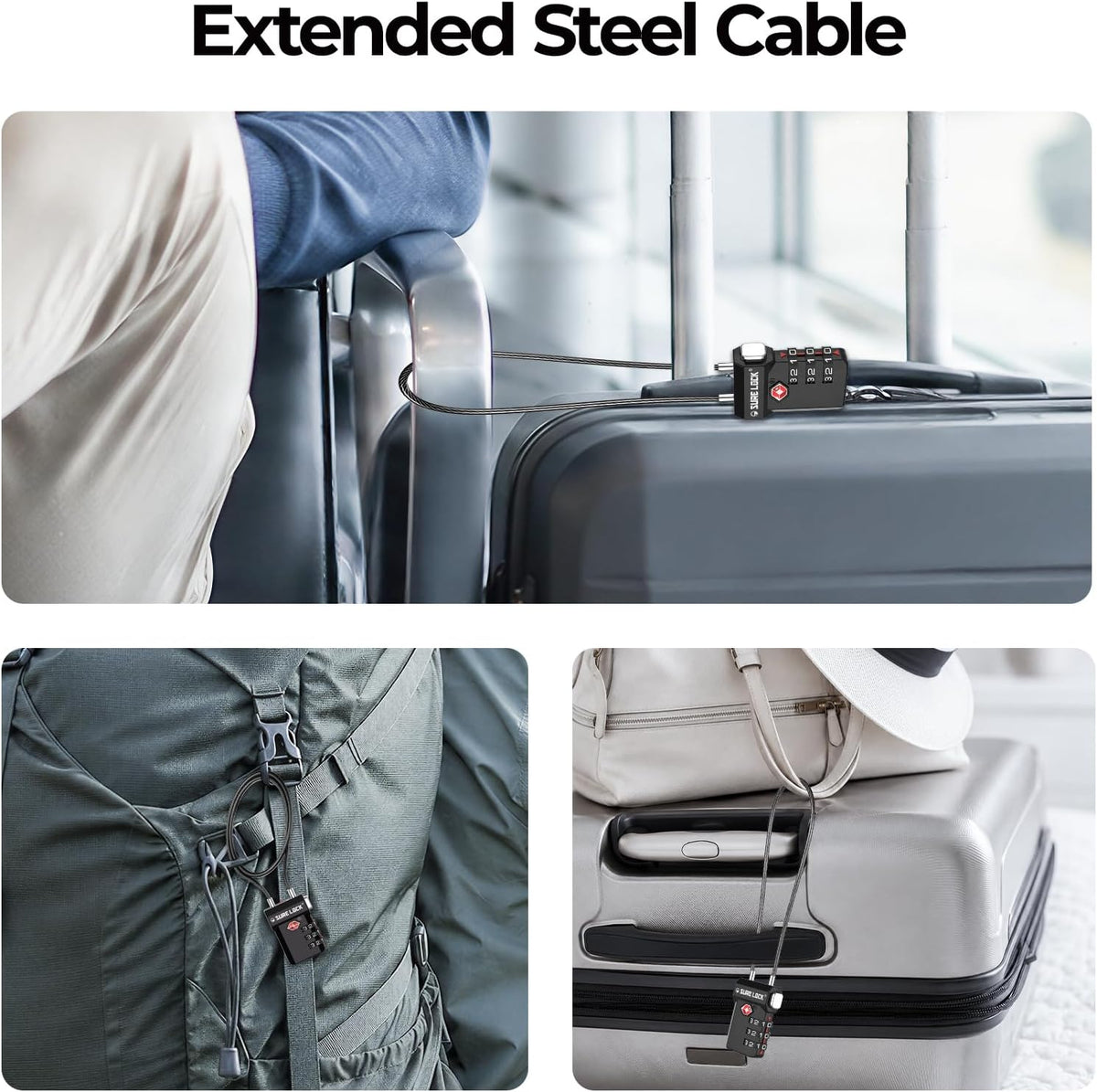 SURE LOCK 3 Digit TSA Approved Luggage Locks