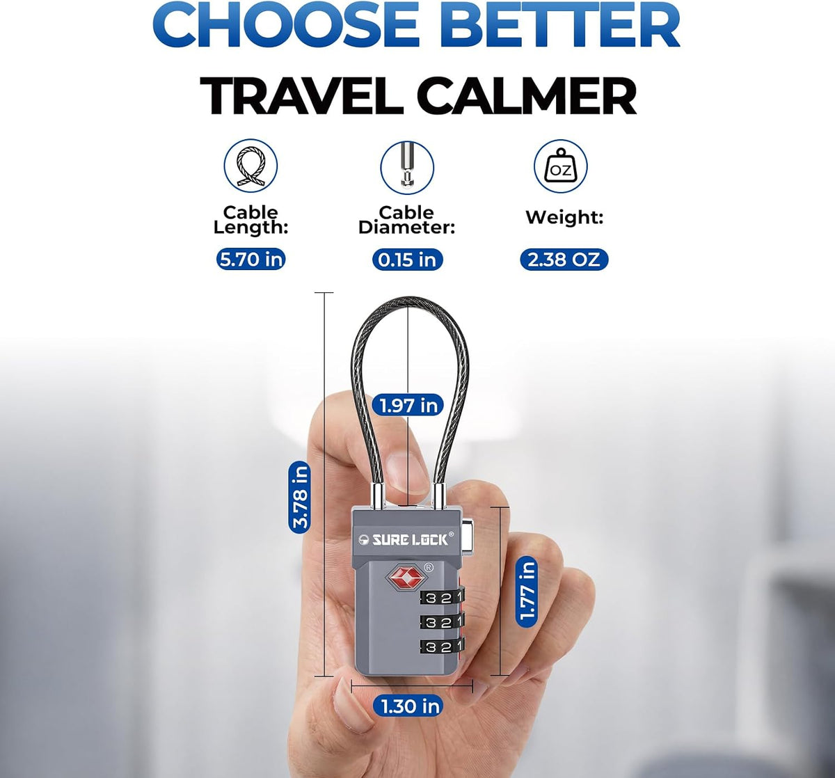SURE LOCK 3 Digit TSA Approved Luggage Locks