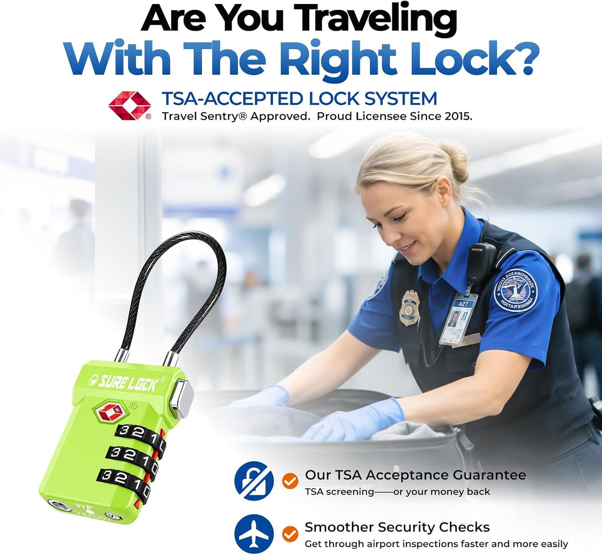 SURE LOCK 3 Digit TSA Approved Luggage Locks