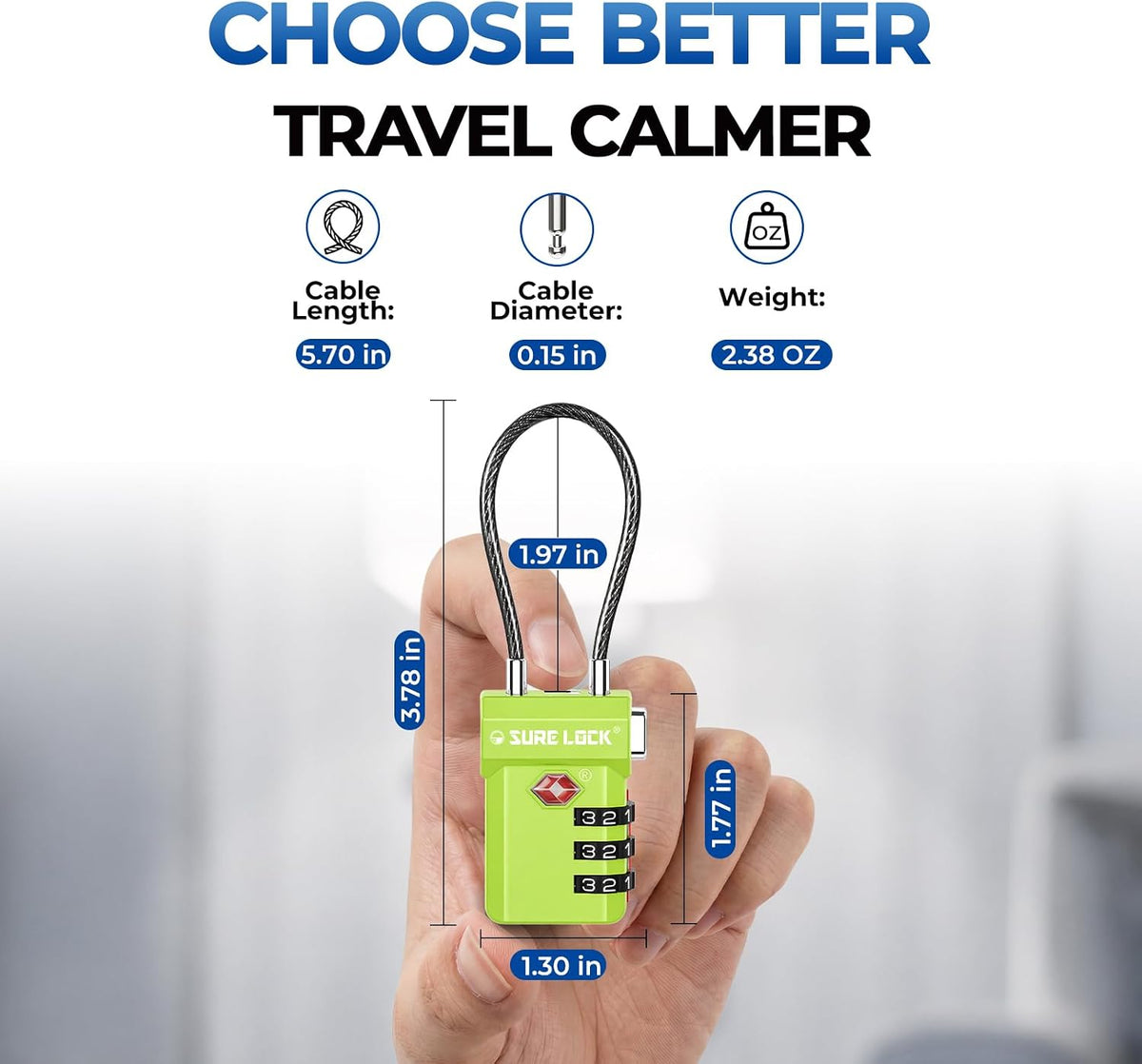 SURE LOCK 3 Digit TSA Approved Luggage Locks