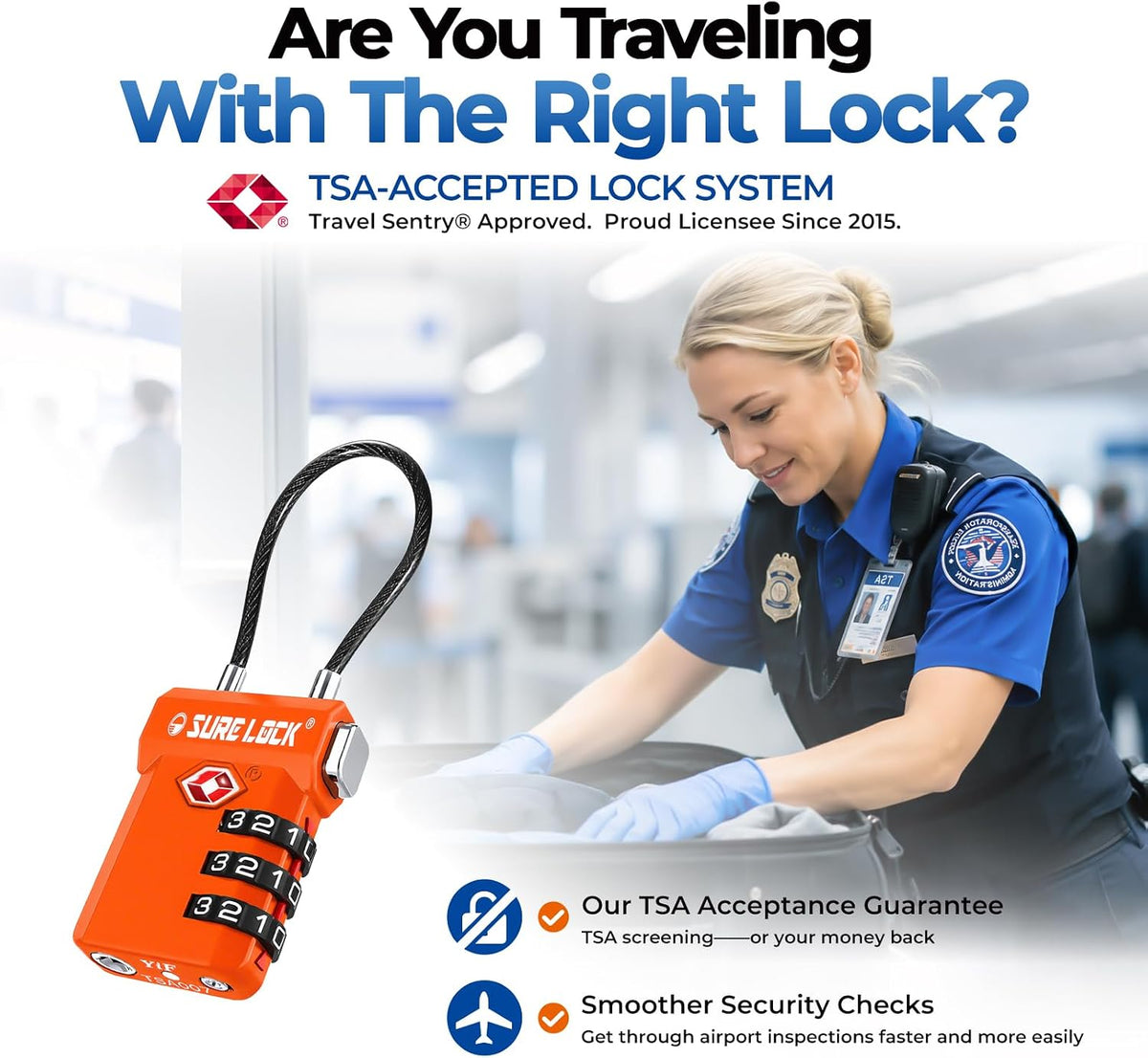 SURE LOCK 3 Digit TSA Approved Luggage Locks