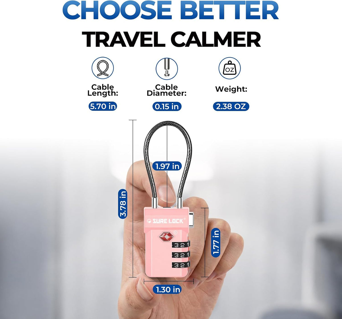 SURE LOCK 3 Digit TSA Approved Luggage Locks