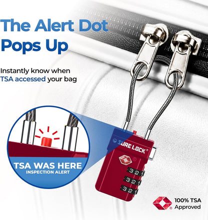 SURE LOCK 3 Digit TSA Approved Luggage Locks