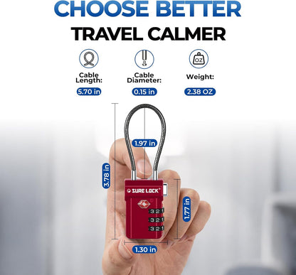 SURE LOCK 3 Digit TSA Approved Luggage Locks