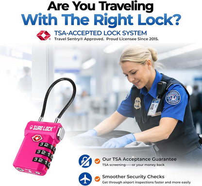 SURE LOCK 3 Digit TSA Approved Luggage Locks