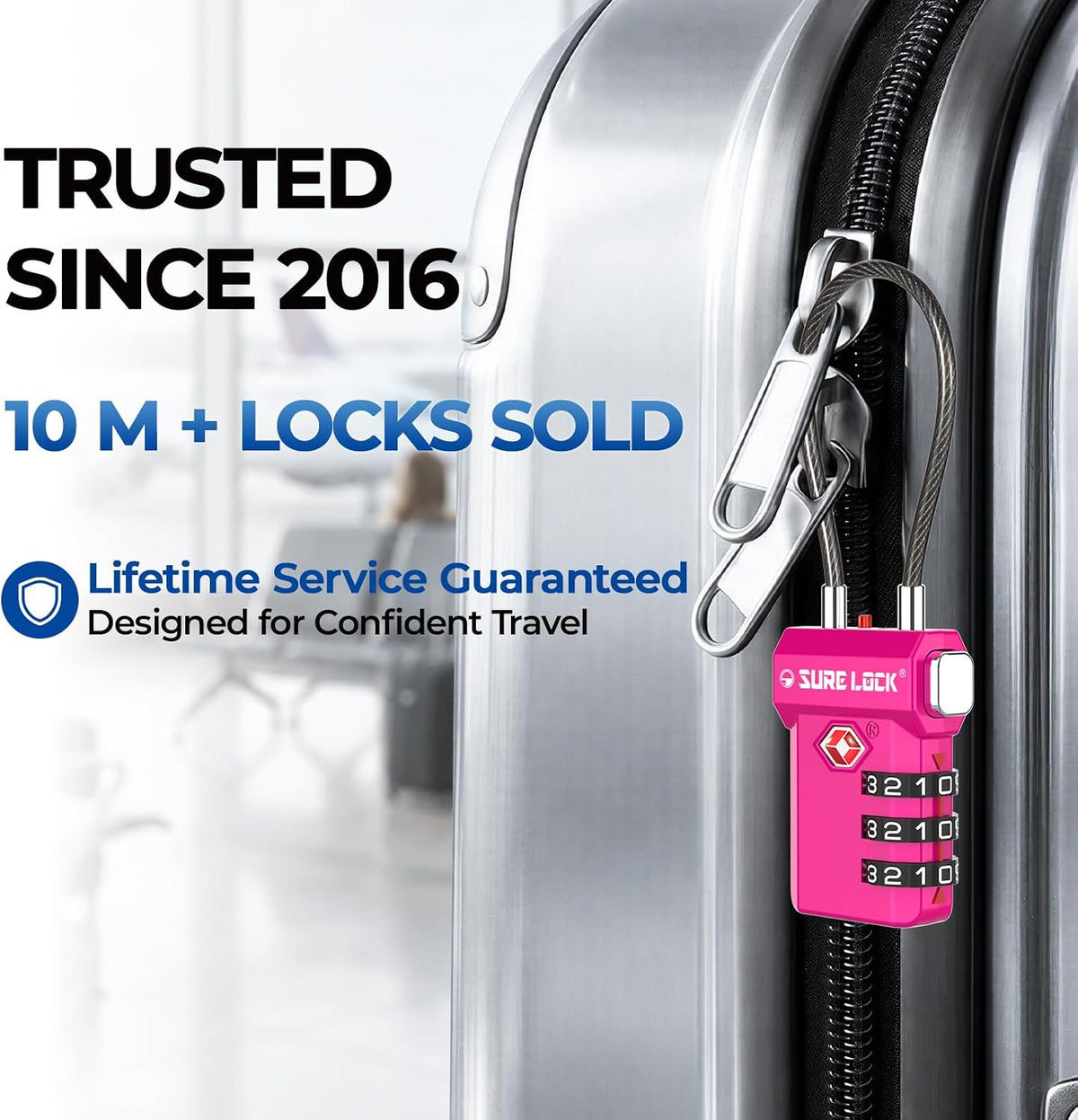 SURE LOCK 3 Digit TSA Approved Luggage Locks
