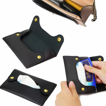Black Pocket Tissue Holder - Tissue Holder | Travel Pouch for Tissue | Pocket Paper Towel | Tissue Bag Holder | Paper Towel Pu Leather Case | Paper Box Bag | Tissue Storage Bag Holders and Dispensers
