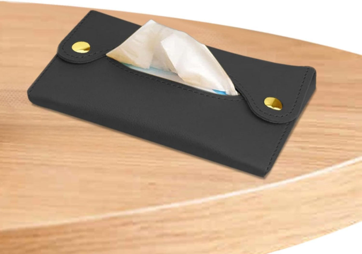 Black Pocket Tissue Holder - Tissue Holder | Travel Pouch for Tissue | Pocket Paper Towel | Tissue Bag Holder | Paper Towel Pu Leather Case | Paper Box Bag | Tissue Storage Bag Holders and Dispensers