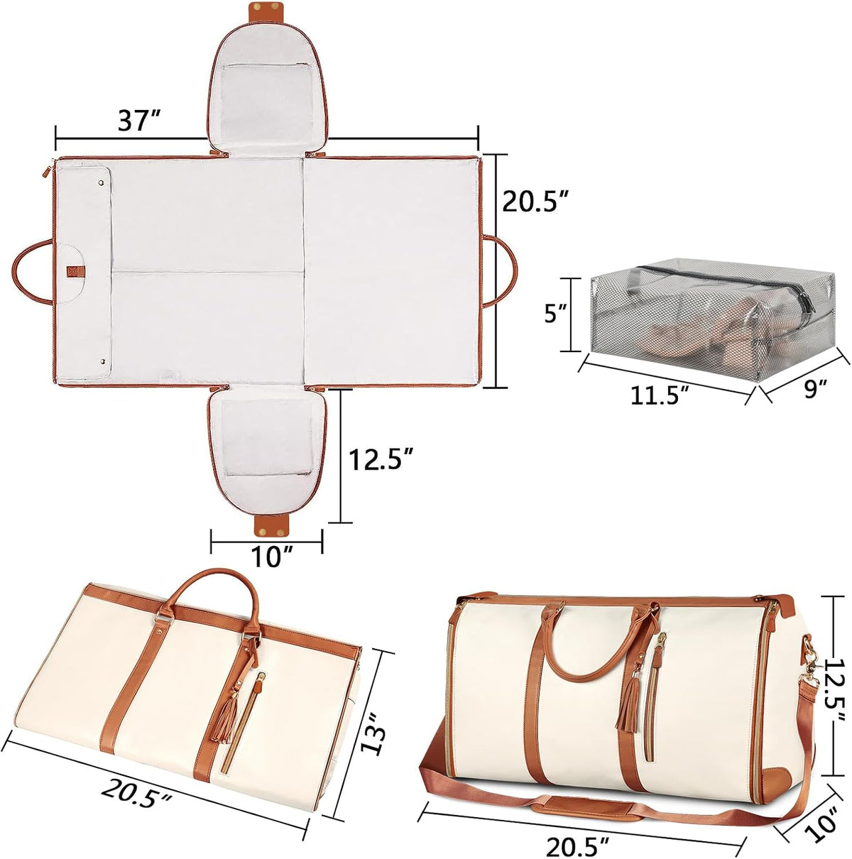 Garment Duffle Bags for Travel, Convertible Carry On Garment Bag