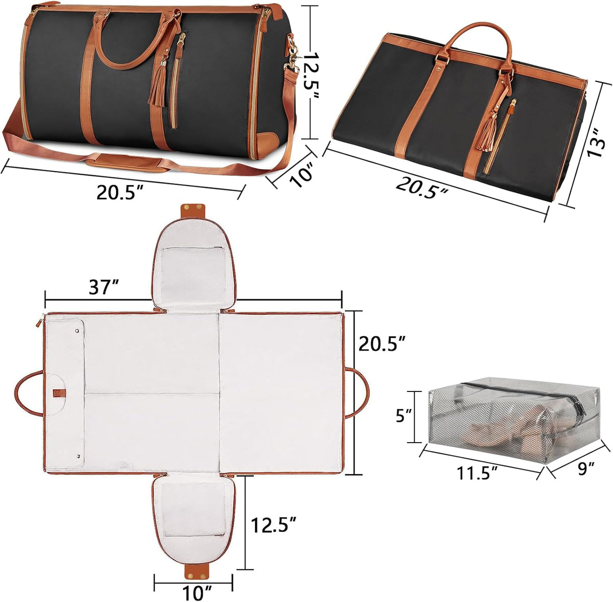Garment Duffle Bags for Travel, Convertible Carry On Garment Bag