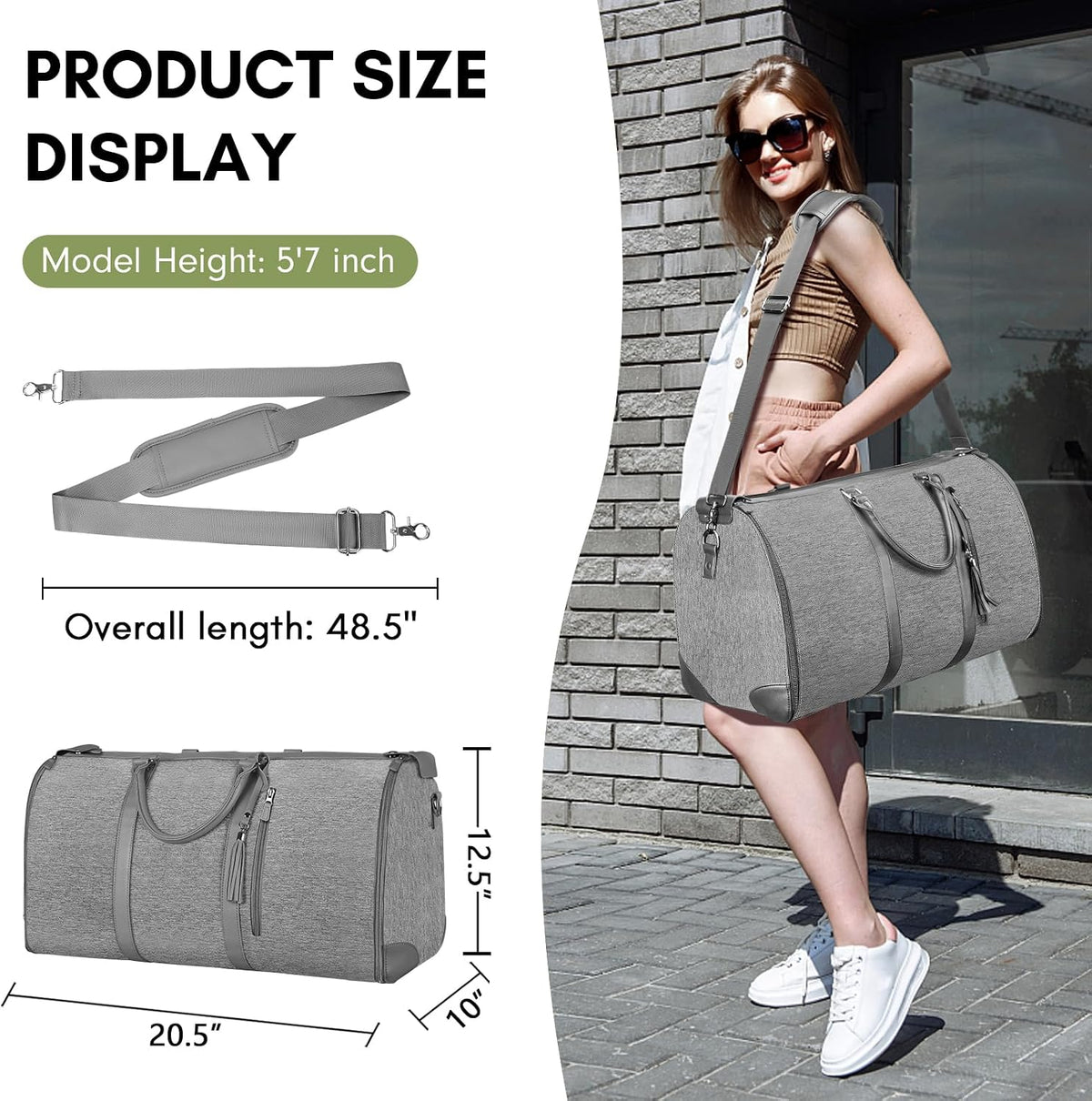Garment Duffle Bags for Travel, Convertible Carry On Garment Bag