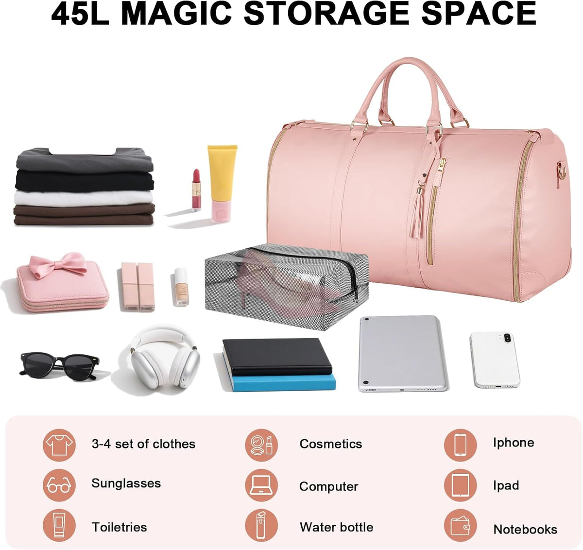 Garment Duffle Bags for Travel, Convertible Carry On Garment Bag