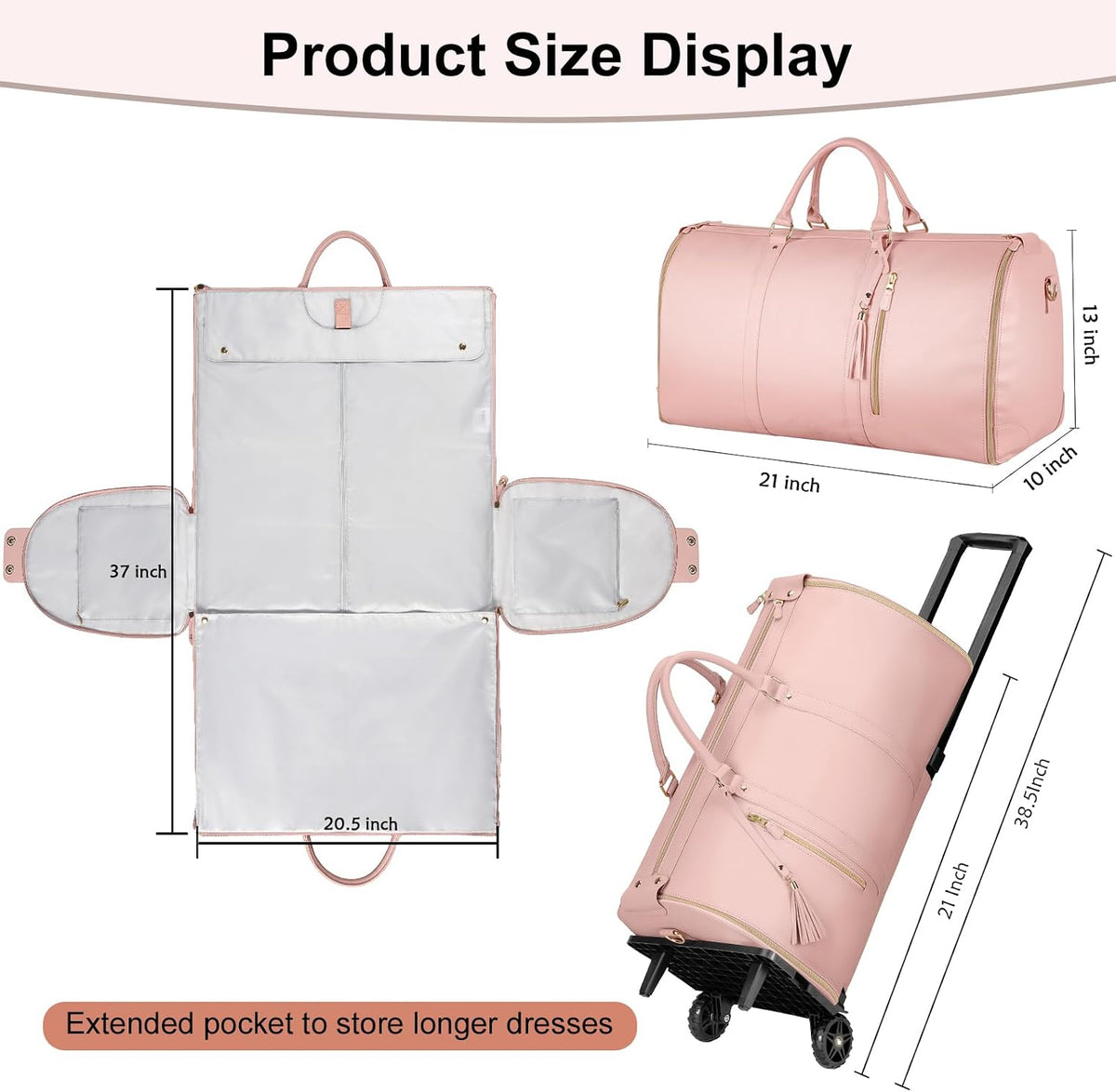Garment Duffle Bags for Travel, Convertible Carry On Garment Bag