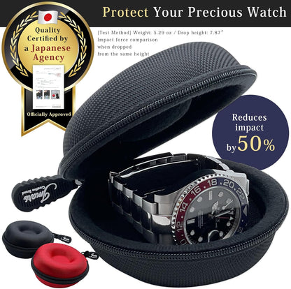 Watch Travel Case, Shock-Tested Single Watch Case for Wristwatches & Smart Watches, Black