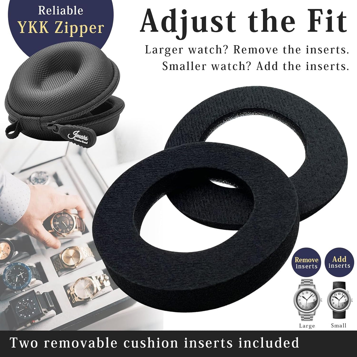 Watch Travel Case, Shock-Tested Single Watch Case for Wristwatches & Smart Watches, Black