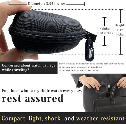 Watch Travel Case, Shock-Tested Single Watch Case for Wristwatches & Smart Watches, Black