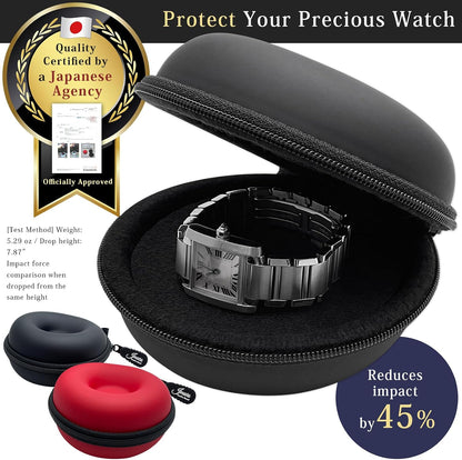 Watch Travel Case, Shock-Tested Single Watch Case for Wristwatches & Smart Watches, Black