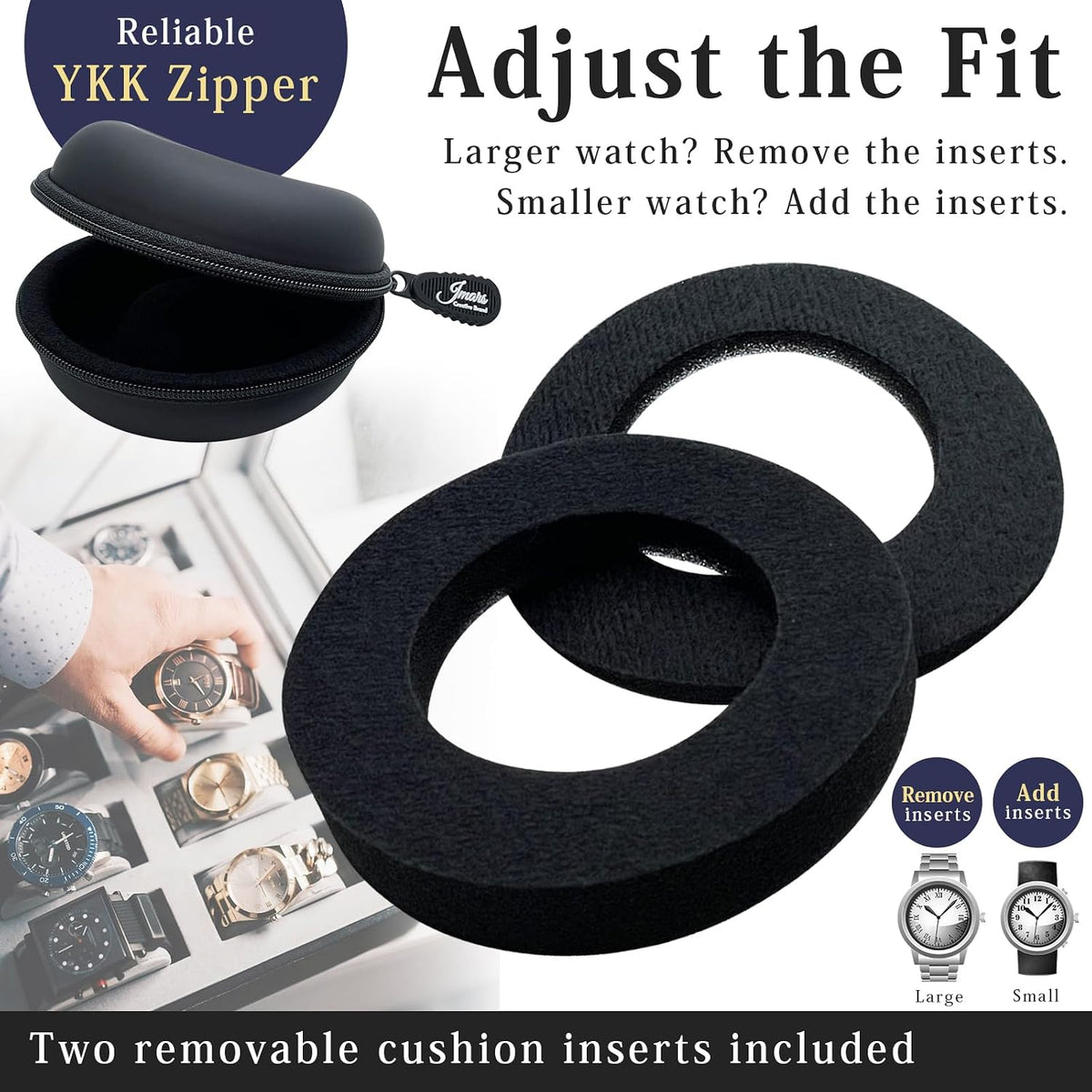 Watch Travel Case, Shock-Tested Single Watch Case for Wristwatches & Smart Watches, Black