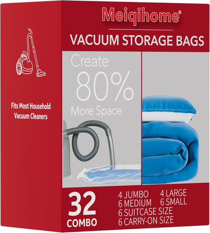 Vacuum Storage Bags, Space Saver Sealer Bags,Vacuum seal bags for clothing, Pillows, Comforters, Blankets, Bedding,Travel,8 LARGE