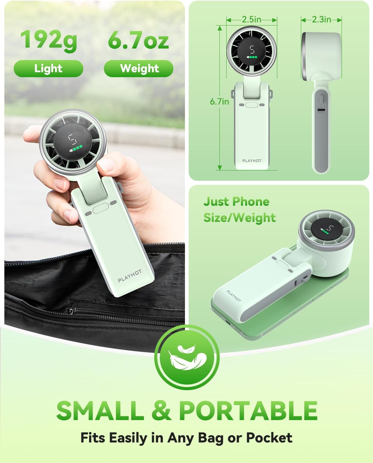 PlayHot Portable Handheld Turbo Fan, Travel Essentials, Gifts for Women/Men