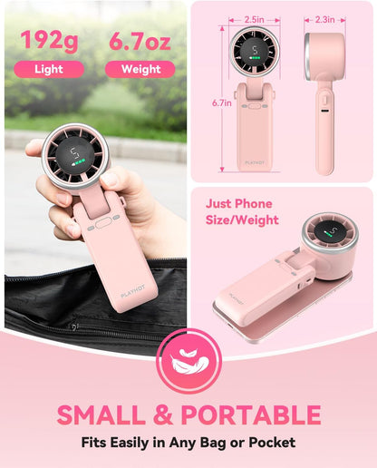 PlayHot Portable Handheld Turbo Fan, Travel Essentials, Gifts for Women/Men