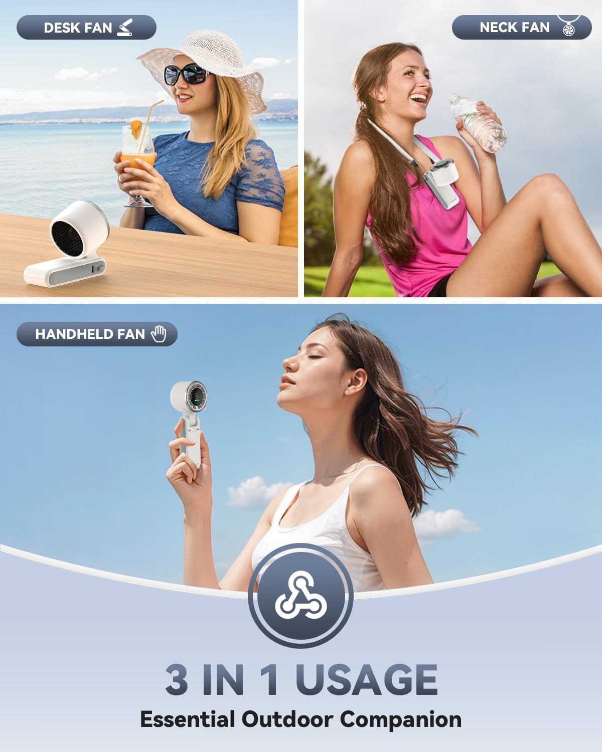 PlayHot Portable Handheld Turbo Fan, Travel Essentials, Gifts for Women/Men