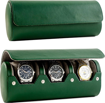 3 Watch Travel Case- Classic Leather Watch Case With Perfect Texture.Portable Watch Roll Or Organizer For Storage And Display. Luxury Gifts For Men, All Handmade by Artisans.