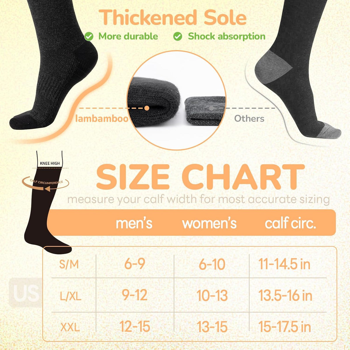 Merino Wool Compression Socks for Women & Men, 20-30 mmHg Knee High Dryarn Socks for Flying, Travel
