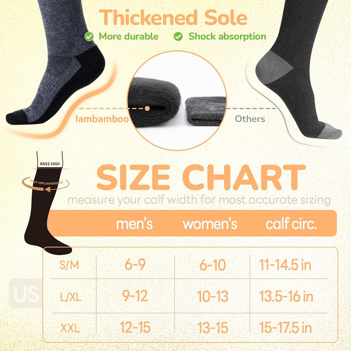 Merino Wool Compression Socks for Women & Men, 20-30 mmHg Knee High Dryarn Socks for Flying, Travel