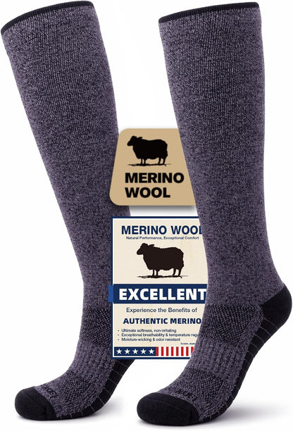 Merino Wool Compression Socks for Women & Men, 20-30 mmHg Knee High Dryarn Socks for Flying, Travel