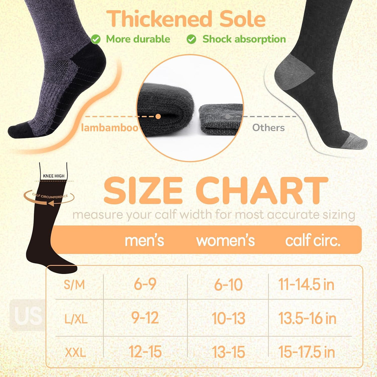Merino Wool Compression Socks for Women & Men, 20-30 mmHg Knee High Dryarn Socks for Flying, Travel