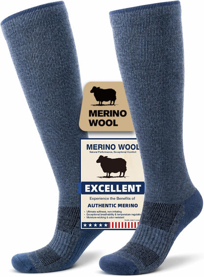 Merino Wool Compression Socks for Women & Men, 20-30 mmHg Knee High Dryarn Socks for Flying, Travel