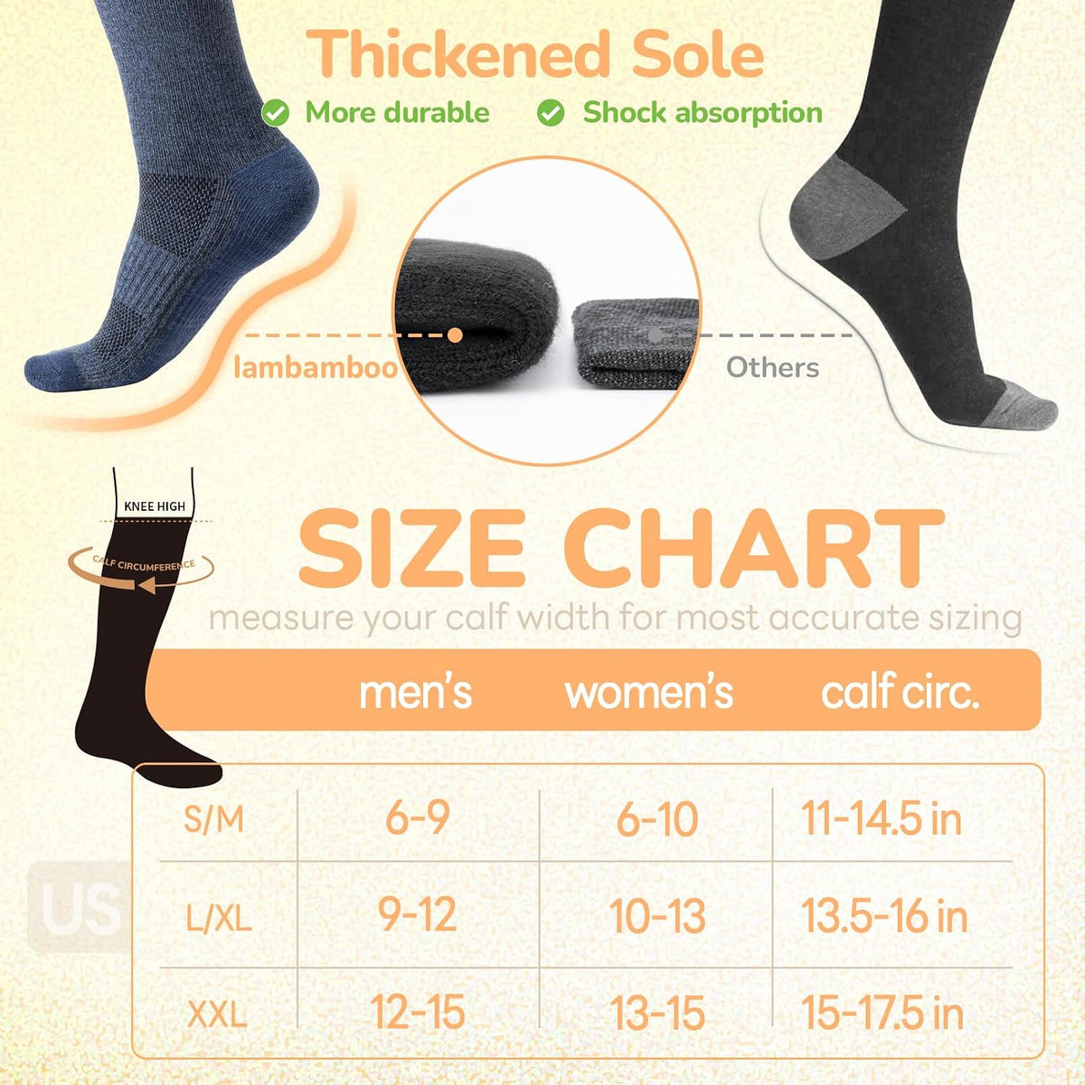 Merino Wool Compression Socks for Women & Men, 20-30 mmHg Knee High Dryarn Socks for Flying, Travel