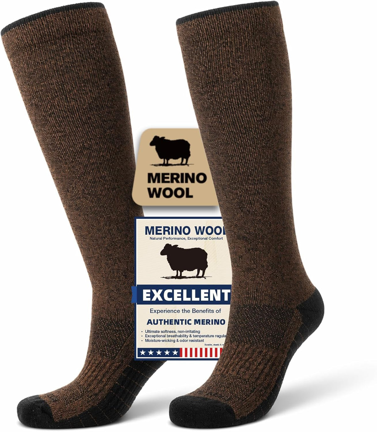 Merino Wool Compression Socks for Women & Men, 20-30 mmHg Knee High Dryarn Socks for Flying, Travel