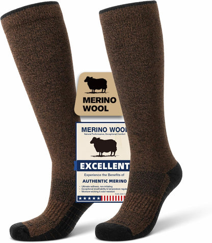 Merino Wool Compression Socks for Women & Men, 20-30 mmHg Knee High Dryarn Socks for Flying, Travel