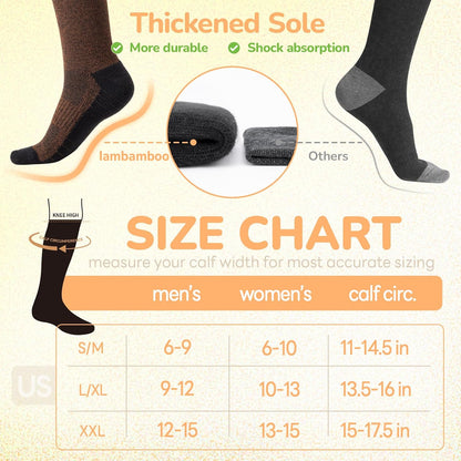 Merino Wool Compression Socks for Women & Men, 20-30 mmHg Knee High Dryarn Socks for Flying, Travel