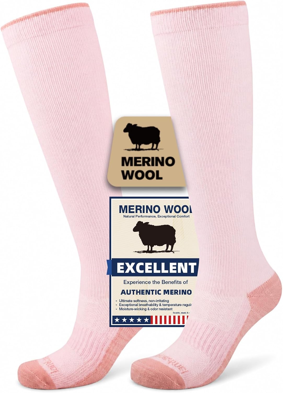 Merino Wool Compression Socks for Women & Men, 20-30 mmHg Knee High Dryarn Socks for Flying, Travel