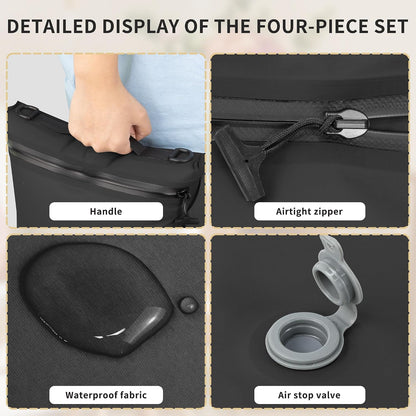ONTYZZ Vacuum Bags for Travel, Professional Reusable Organizer Bag with IPX8 Waterproof Zipper, Durable Seal Space Saver and ShoseBags for Traveling Essentials, Grey (No Pump)