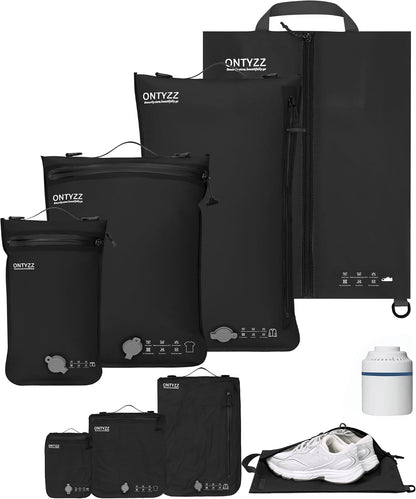 ONTYZZ Vacuum Bags for Travel, Professional Reusable Organizer Bag with IPX8 Waterproof Zipper, Durable Seal Space Saver and ShoseBags for Traveling Essentials, Grey (No Pump)
