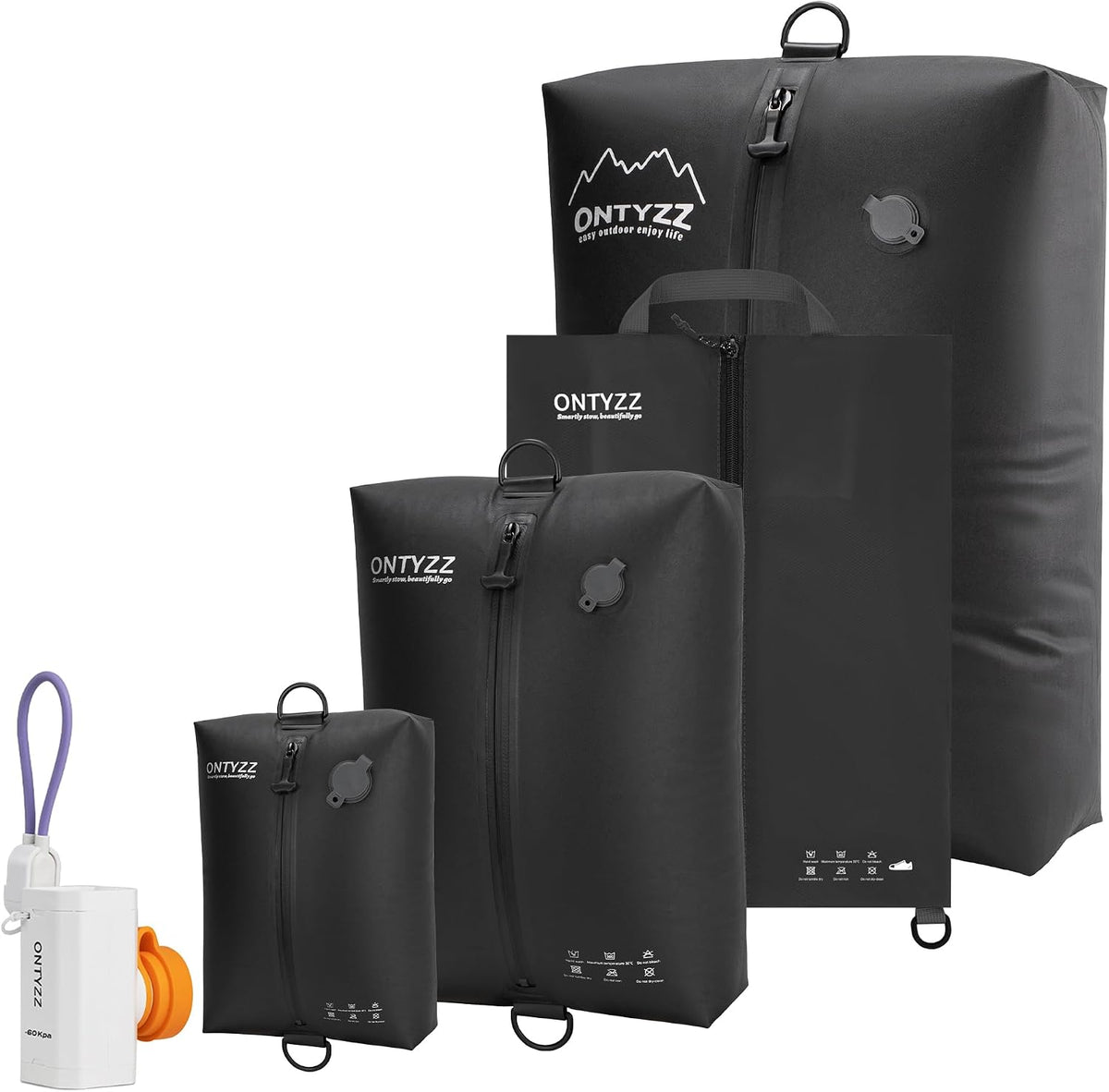 ONTYZZ Vacuum Bags for Travel, Professional Reusable Organizer Bag with IPX8 Waterproof Zipper, Durable Seal Space Saver and ShoseBags for Traveling Essentials, Grey (No Pump)