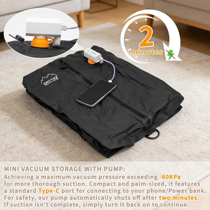 ONTYZZ Vacuum Bags for Travel, Professional Reusable Organizer Bag with IPX8 Waterproof Zipper, Durable Seal Space Saver and ShoseBags for Traveling Essentials, Grey (No Pump)