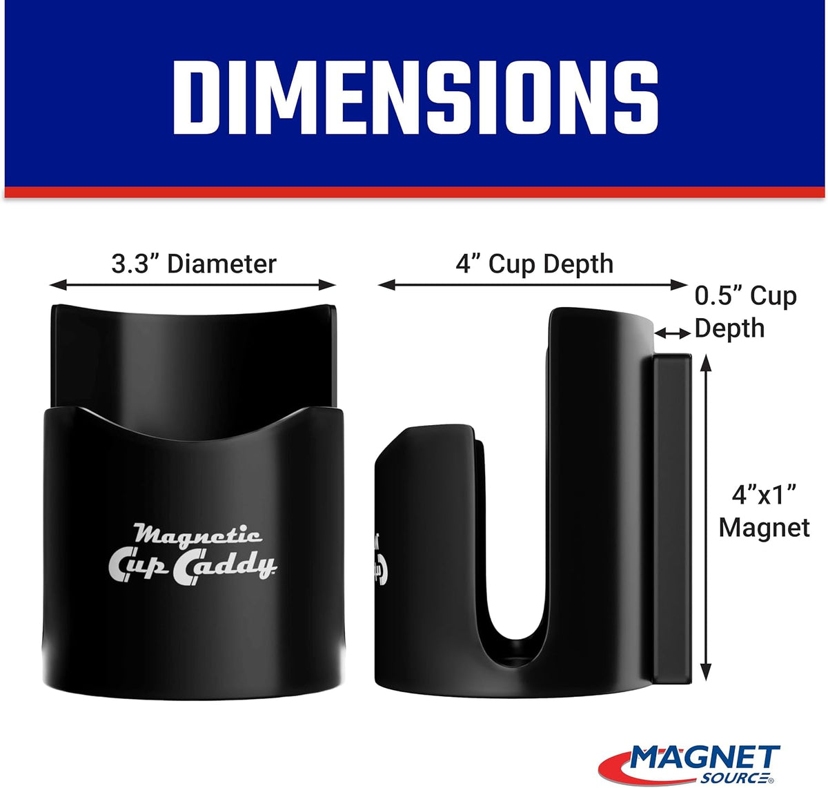 Magnetic Cup Holder - Caddy for Bottles, Glasses, and Cans - Fits on Fridge, Lawnmower, Forklift, Cart, or Ladder - Heavy-Duty Magnet