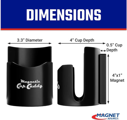 Magnetic Cup Holder - Caddy for Bottles, Glasses, and Cans - Fits on Fridge, Lawnmower, Forklift, Cart, or Ladder - Heavy-Duty Magnet