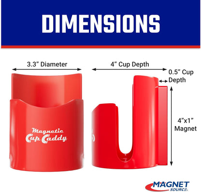 Magnetic Cup Holder - Caddy for Bottles, Glasses, and Cans - Fits on Fridge, Lawnmower, Forklift, Cart, or Ladder - Heavy-Duty Magnet