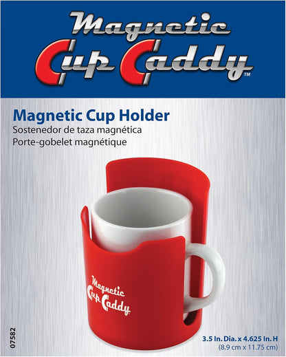 Magnetic Cup Holder - Caddy for Bottles, Glasses, and Cans - Fits on Fridge, Lawnmower, Forklift, Cart, or Ladder - Heavy-Duty Magnet